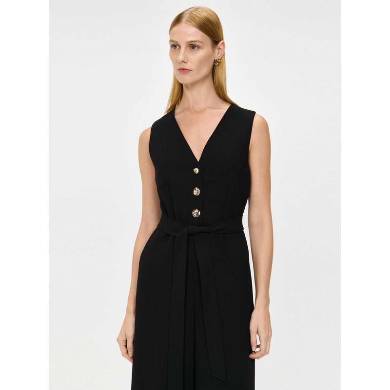 Veronika Maine Double Weave Button Front Jumpsuit image number 3